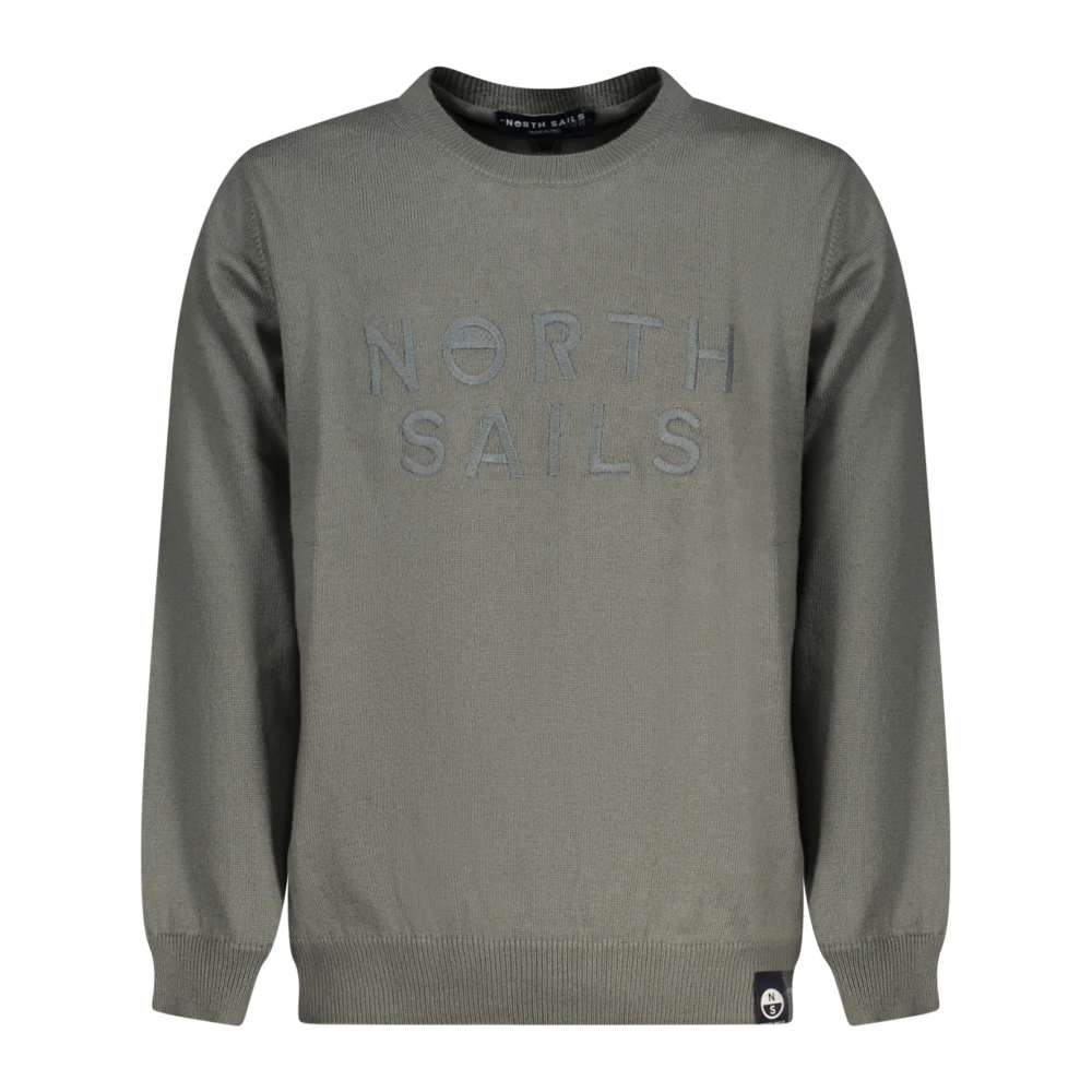 North Sails , Kids Sweatshirts, Unisex, Green, 14 Y, Crew-Neck Jumper With Embroidery