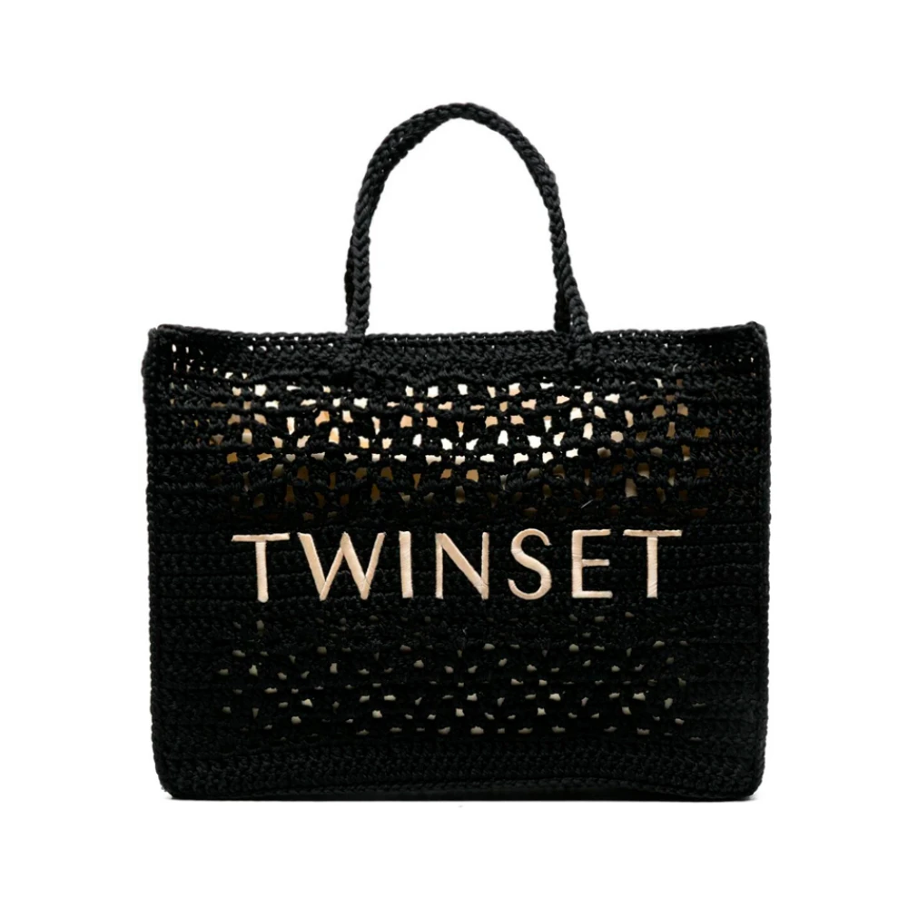 Twinset Crochet shopper met binnen tas Lois zwart