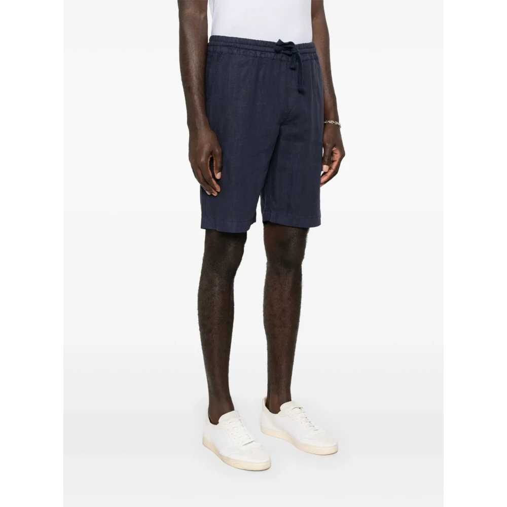 Fedeli Linnen Elastische Trekkoord Shorts Blue Heren
