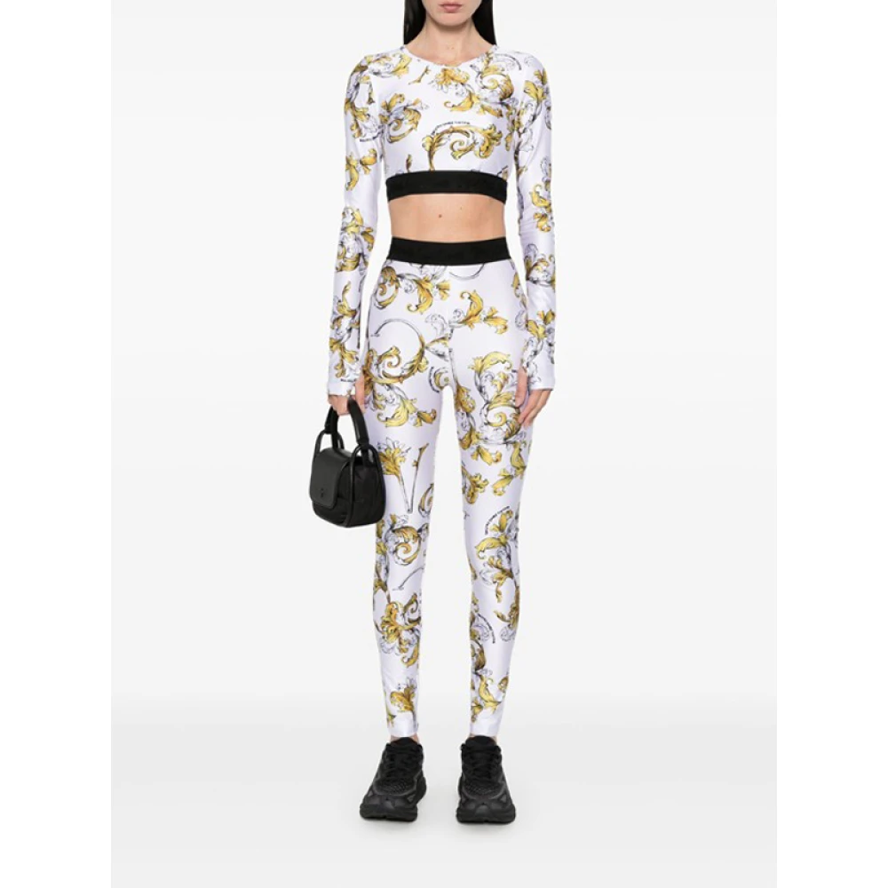 Versace Jeans Couture Barocco-print top met logo tailleband Multicolor Dames