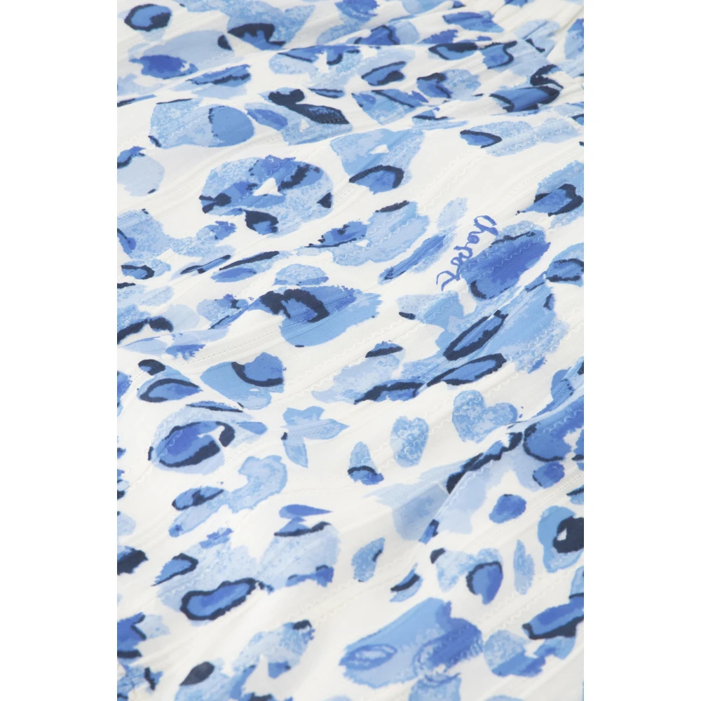 Fabienne Chapot Blauw Print Pofmouw Jurk Blue Dames