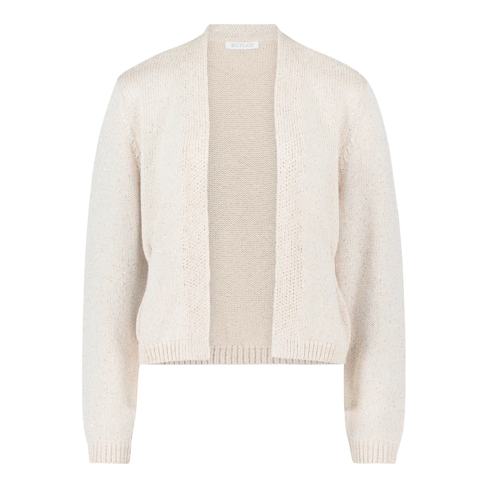 Betty & Co Gebreid vest met pailletten Beige Dames