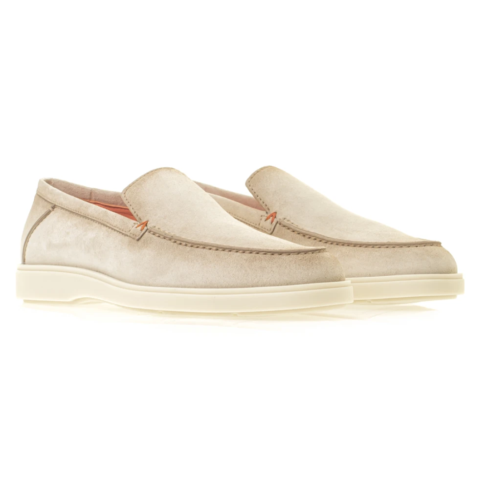 Santoni Elegante Suede Loafers Beige Heren