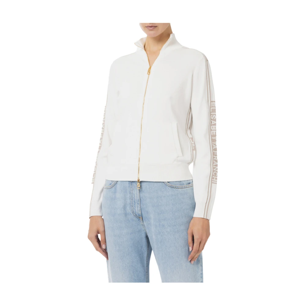 Elisabetta Franchi Ivory Sweater Chic and Elegant Beige Dames