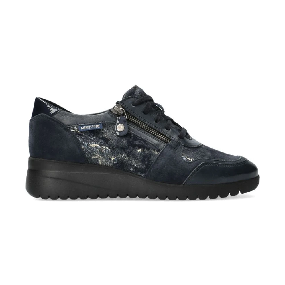 Mephisto Blauwe Leren/Suède Dames Sneaker Dames Schoenen