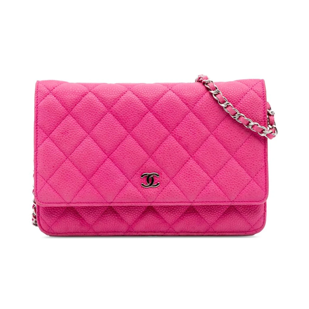 Chanel Vintage Women's Pink Pre-Owned Quilted Flap Wallet
