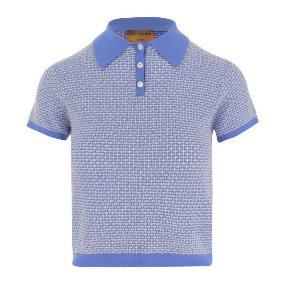 Guest In Residence Blue Cashmere Knitwear, Female, S, Shrunken Cashmere Pique Polo Shirt