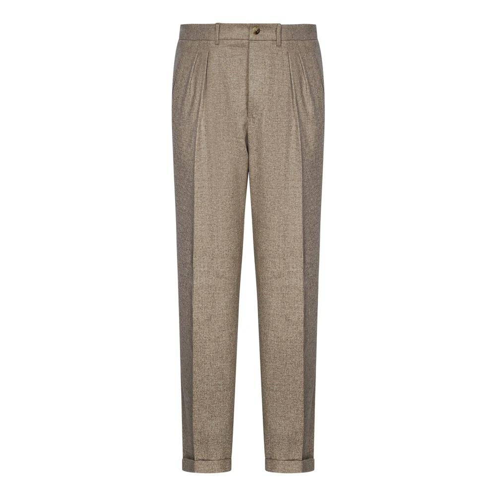Boglioli Beige Wolmix Tapered Broek Beige Heren