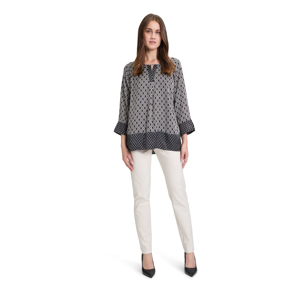 Betty Barclay Gestippelde slipblouse met gerimpelde V-hals Black Dames
