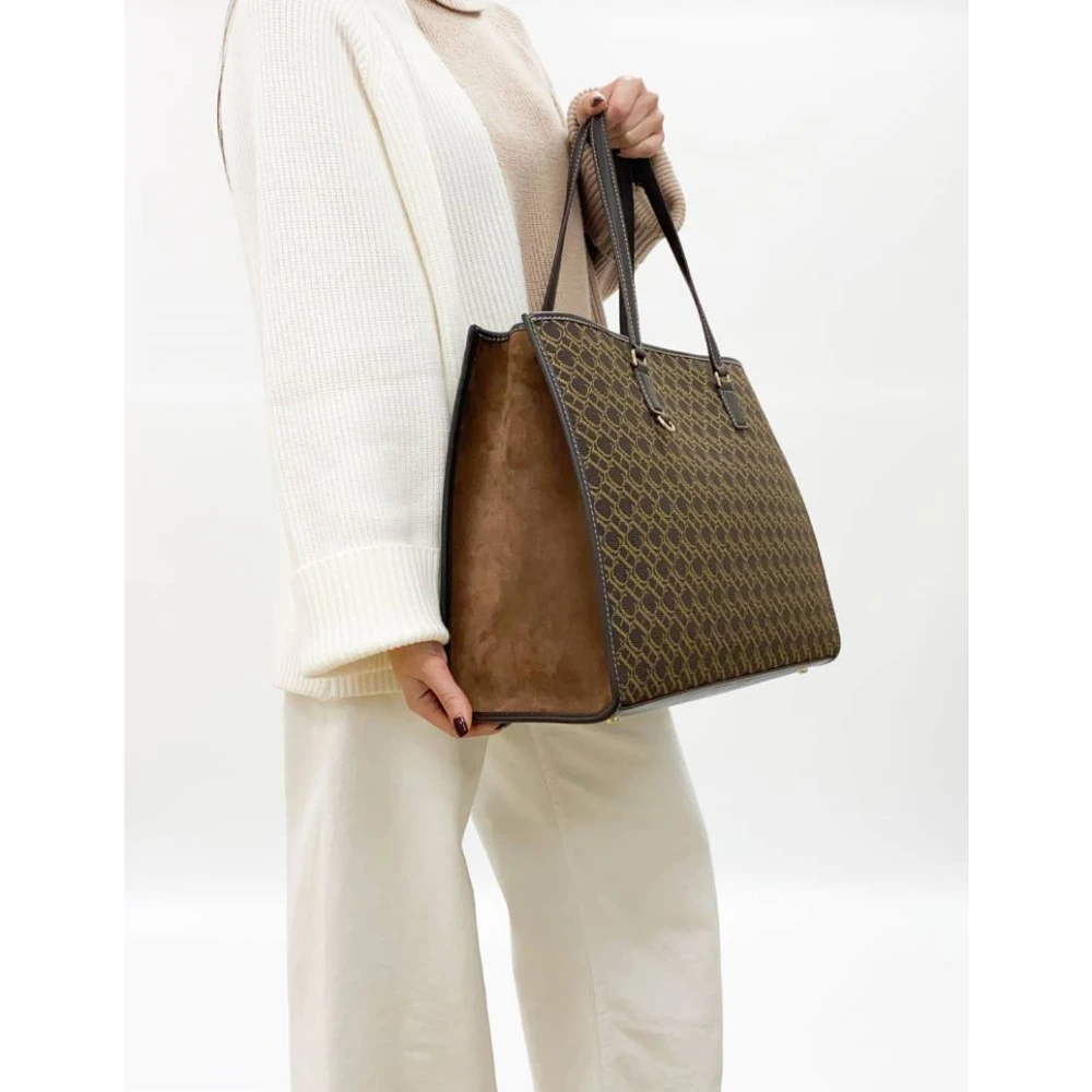 Carolina Herrera Canvas Shopping Charm Tas El Dorado Brown Dames