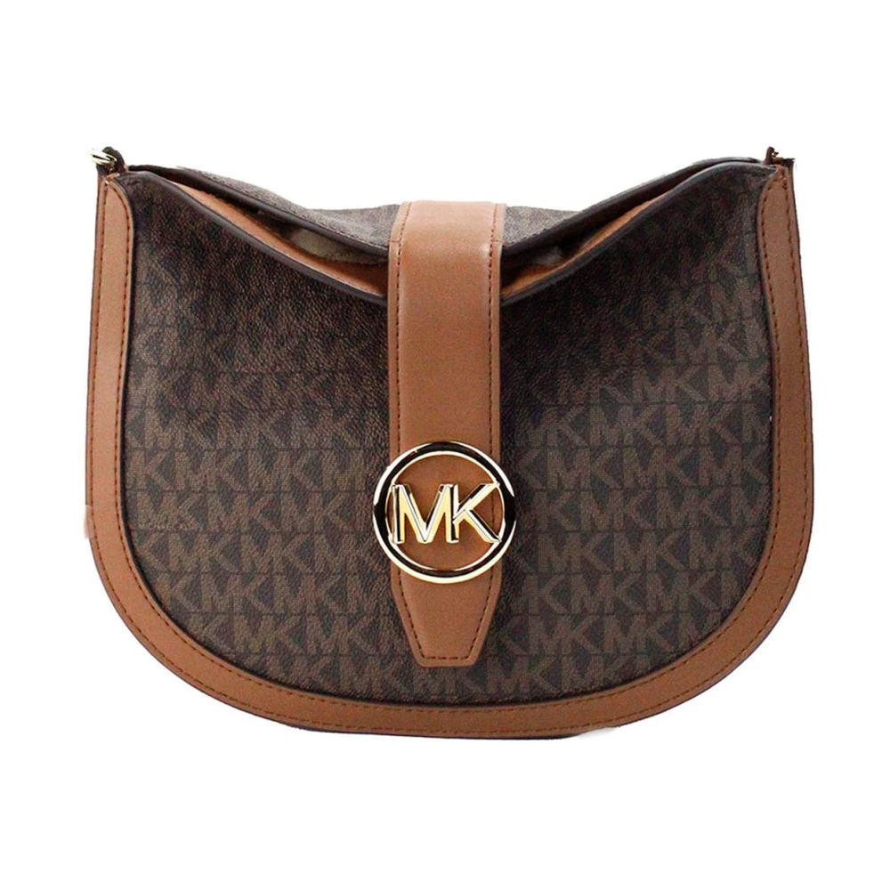 Michael Kors Bruine Signature Foldover Crossbody Tas Brown Dames