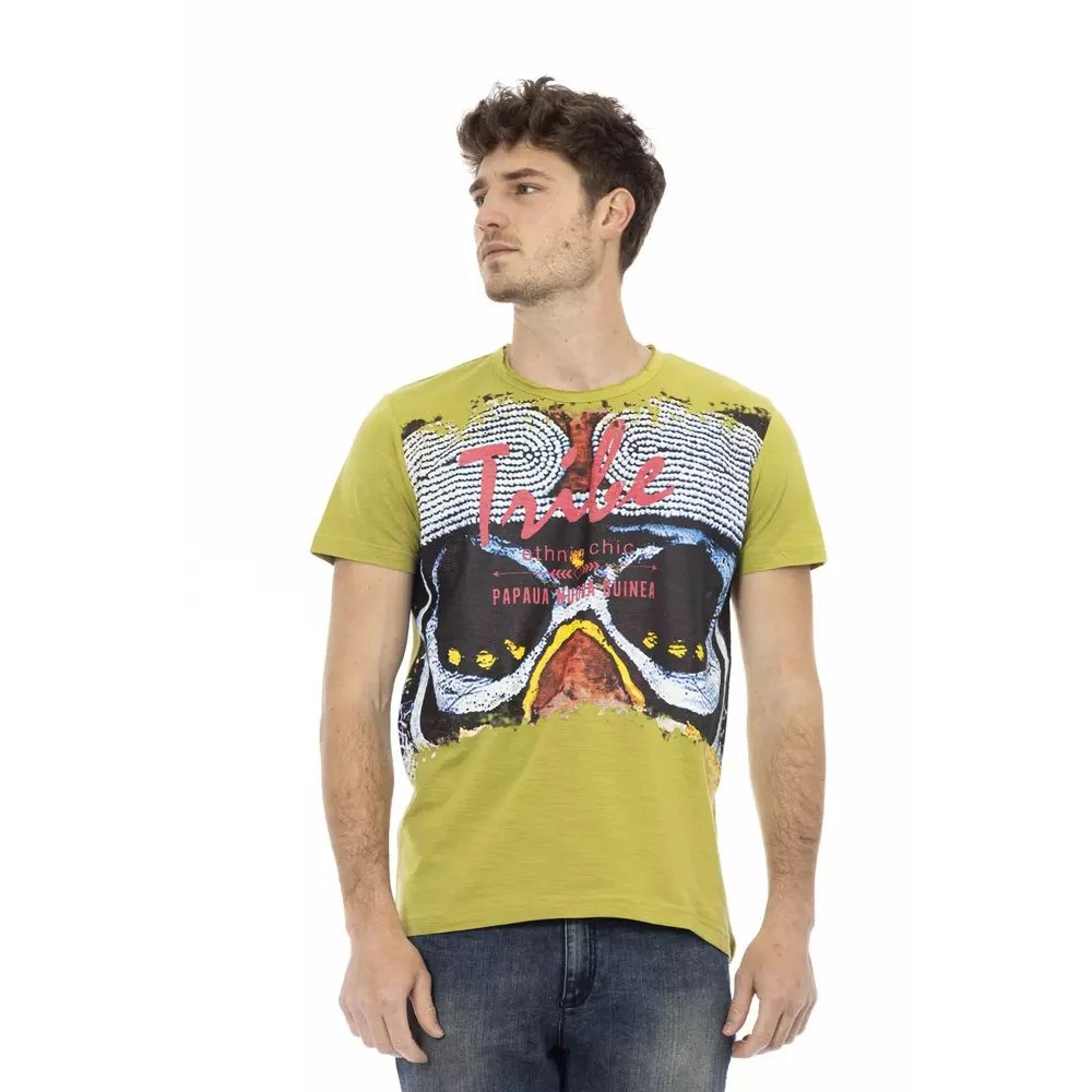 Trussardi Men's Green T-Shirts, 3XL, Emerald Casual T-Shirt