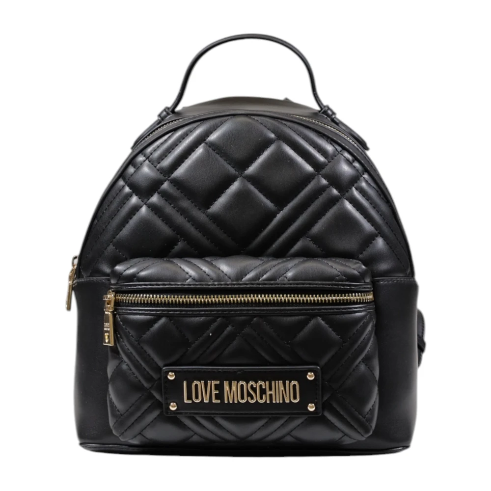 Love Moschino Zwarte rucksack met ritssluiting en ritszakken Black Dames