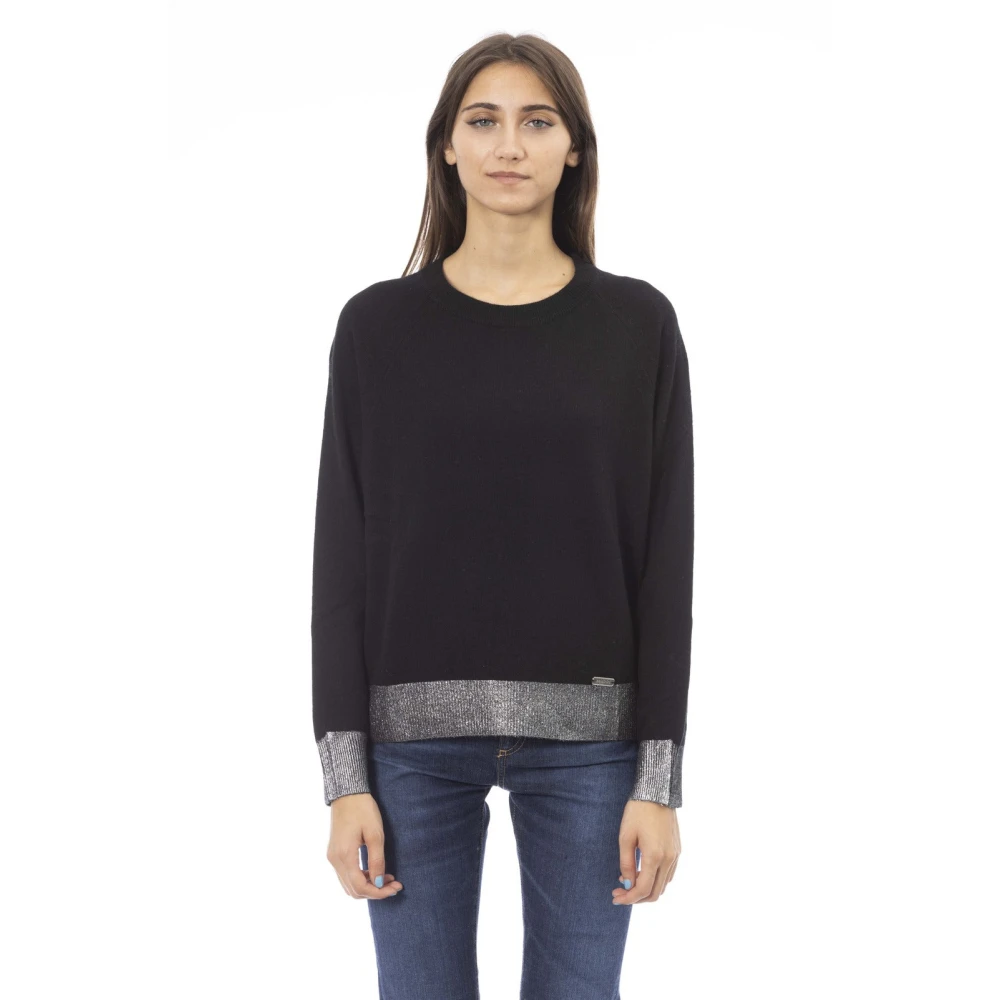 Baldinini Trendy Longsleeve Gebreide Top Black Dames
