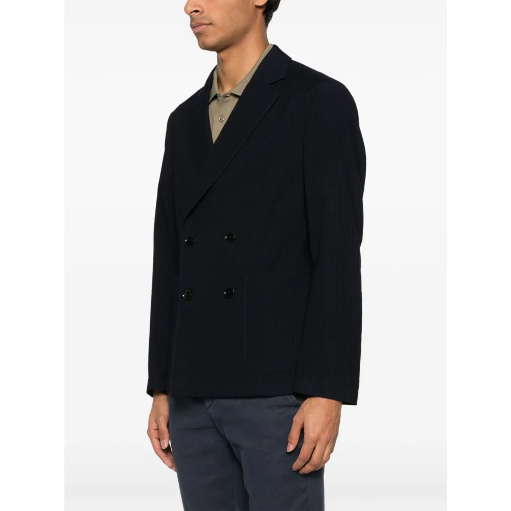 Hugo Boss Blauw dubbelrijige jas met zakken Blue Heren