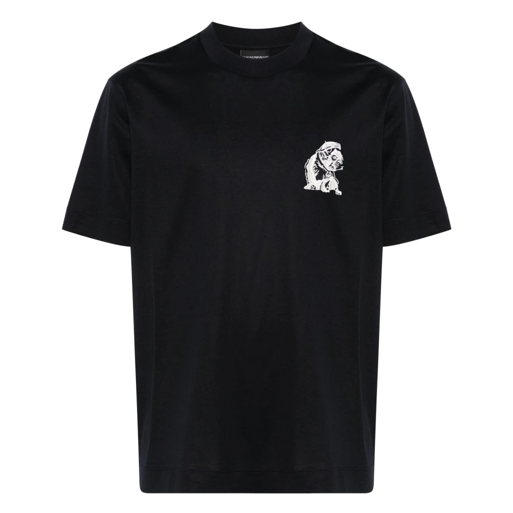 Emporio Armani Lyocell Katoen T-shirt Blue Heren