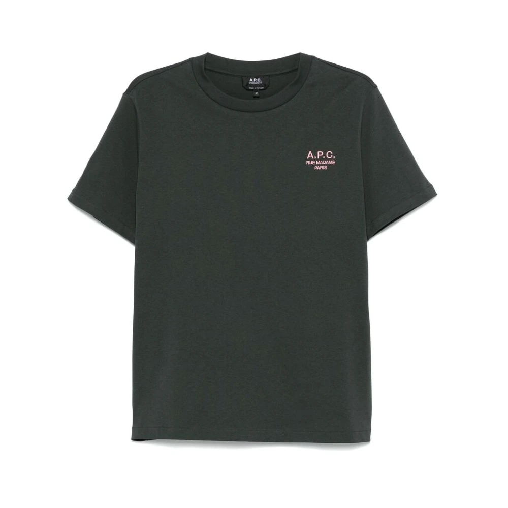 A.p.c. Geborduurd Logo Crew Neck T-shirt Gray Heren