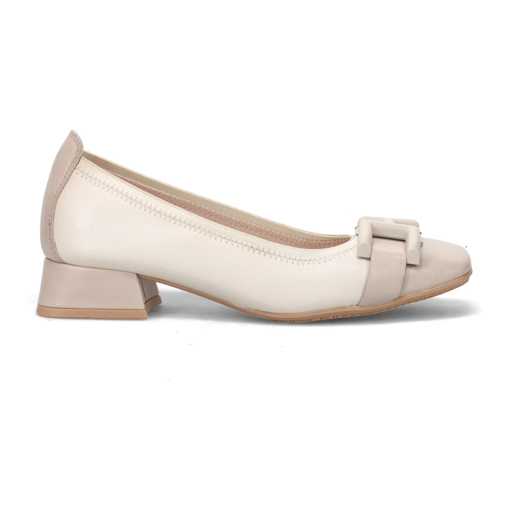 Hispanitas Beige Pumps, Female, 3 Uk, Leather Ballerina Pumps
