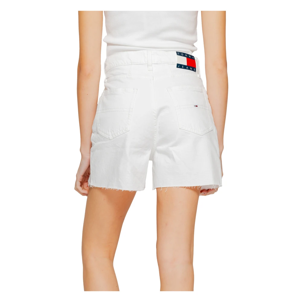 Tommy Jeans Witte Katoenen Dames Shorts Rits Knoop White Dames
