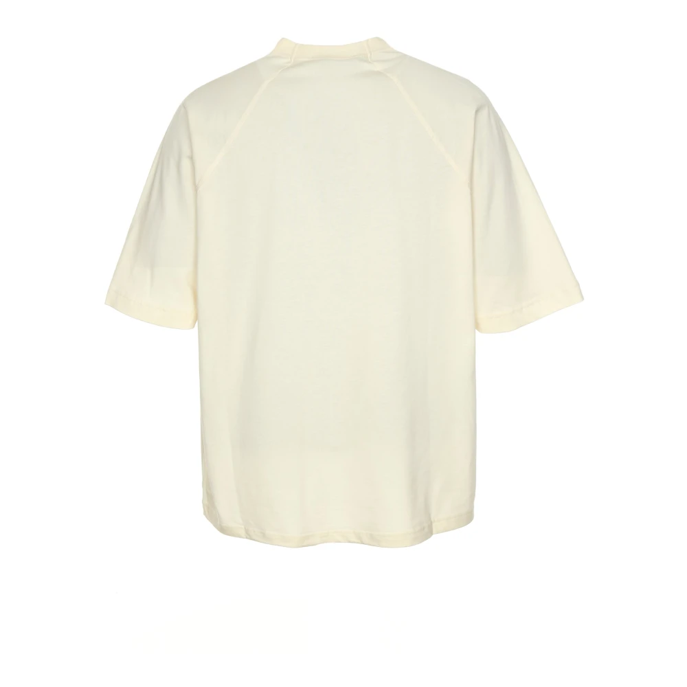 Jacquemus Raglanmouw Logo Print T-Shirt Beige Heren
