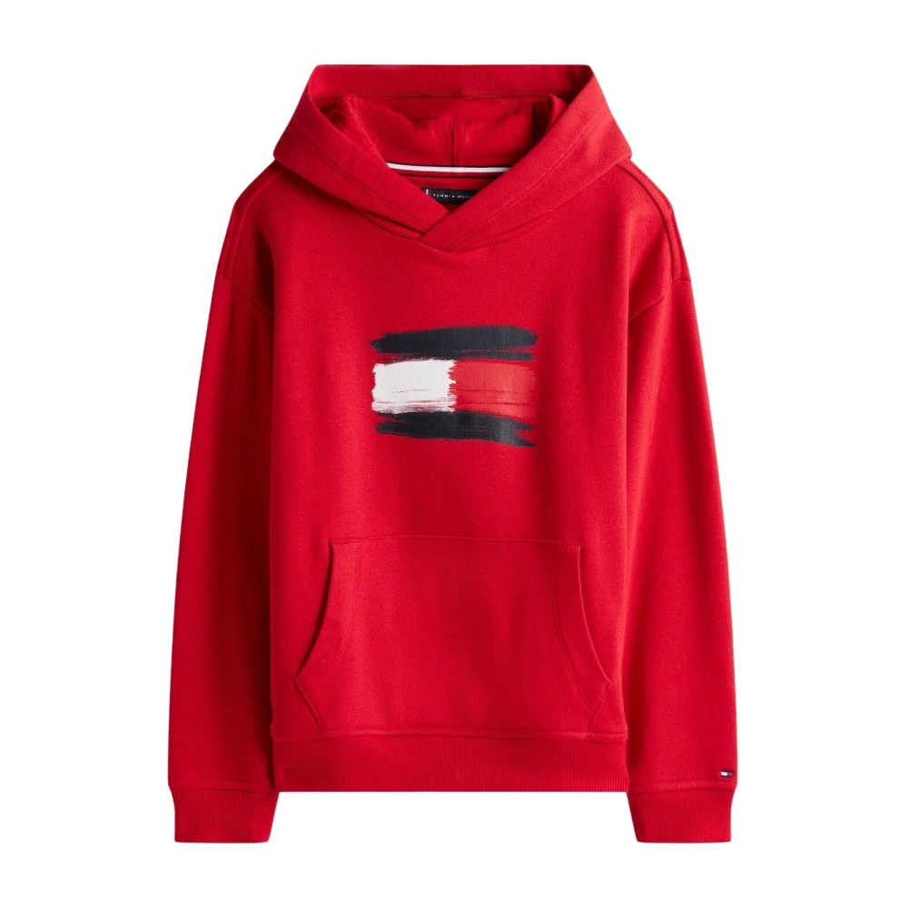 Tommy Hilfiger Men's Red Baby Hoodie With Flag Logo