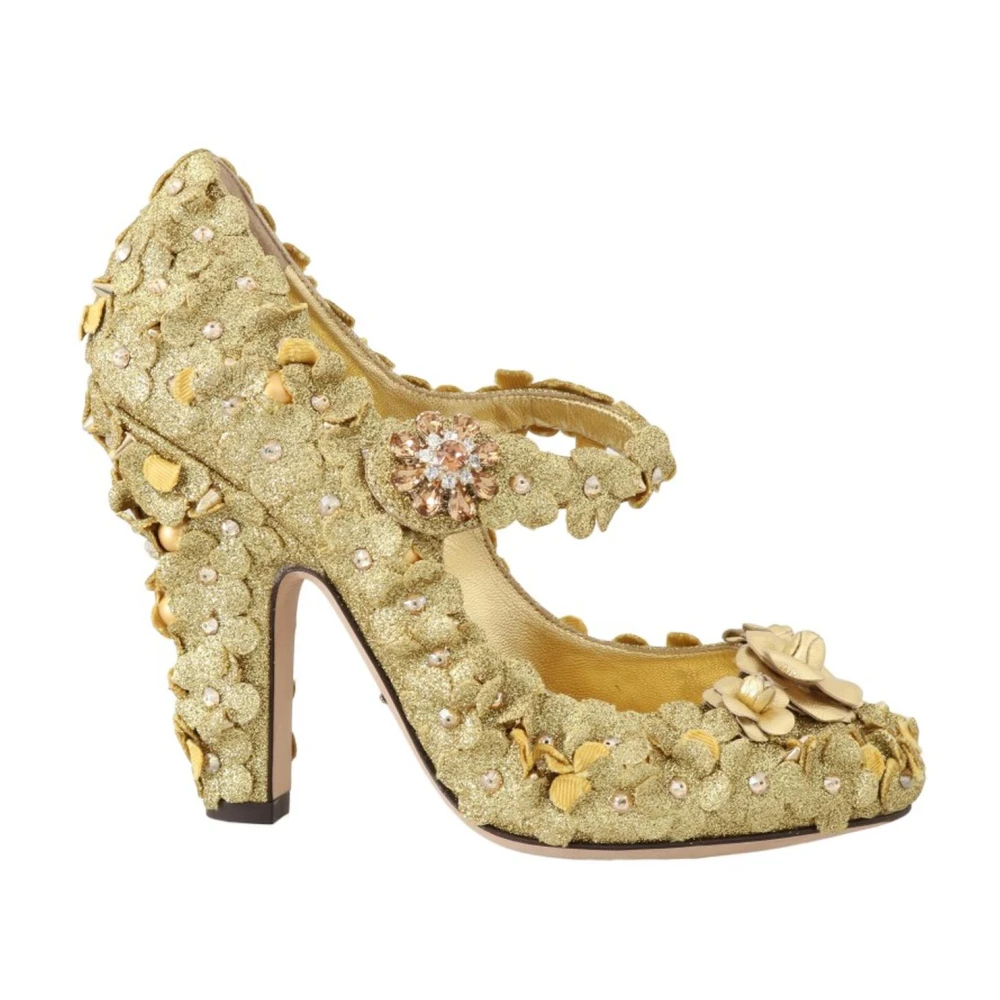 Dolce & Gabbana Women's Yellow Floral Crystal Embellished Pumps