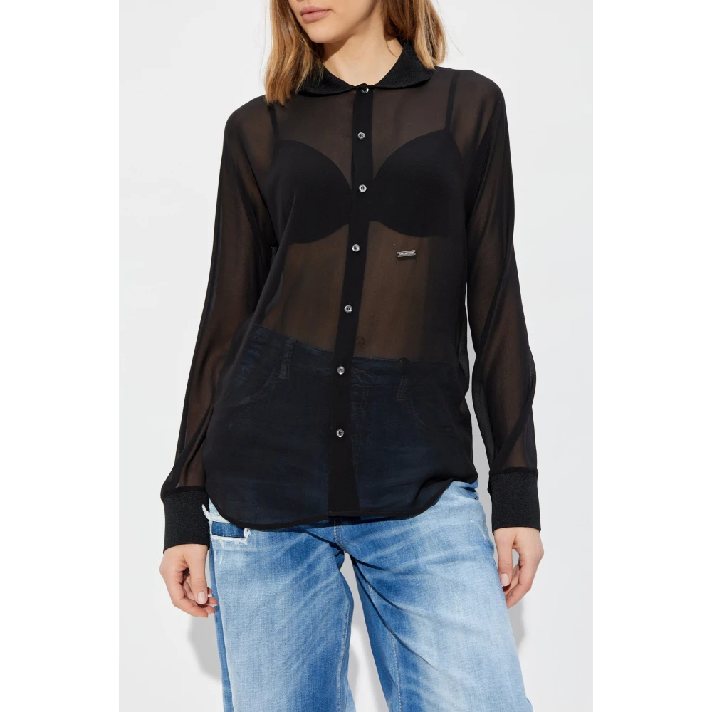 Dsquared2 Zijden overhemd Black Dames