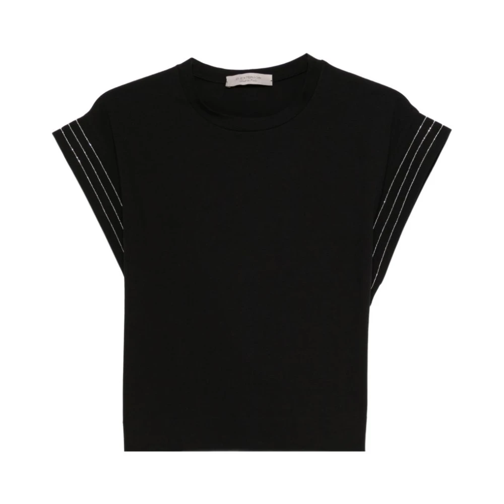 D.exterior Women's Black T-Shirts, L, Stretch Cotton T-Shirt