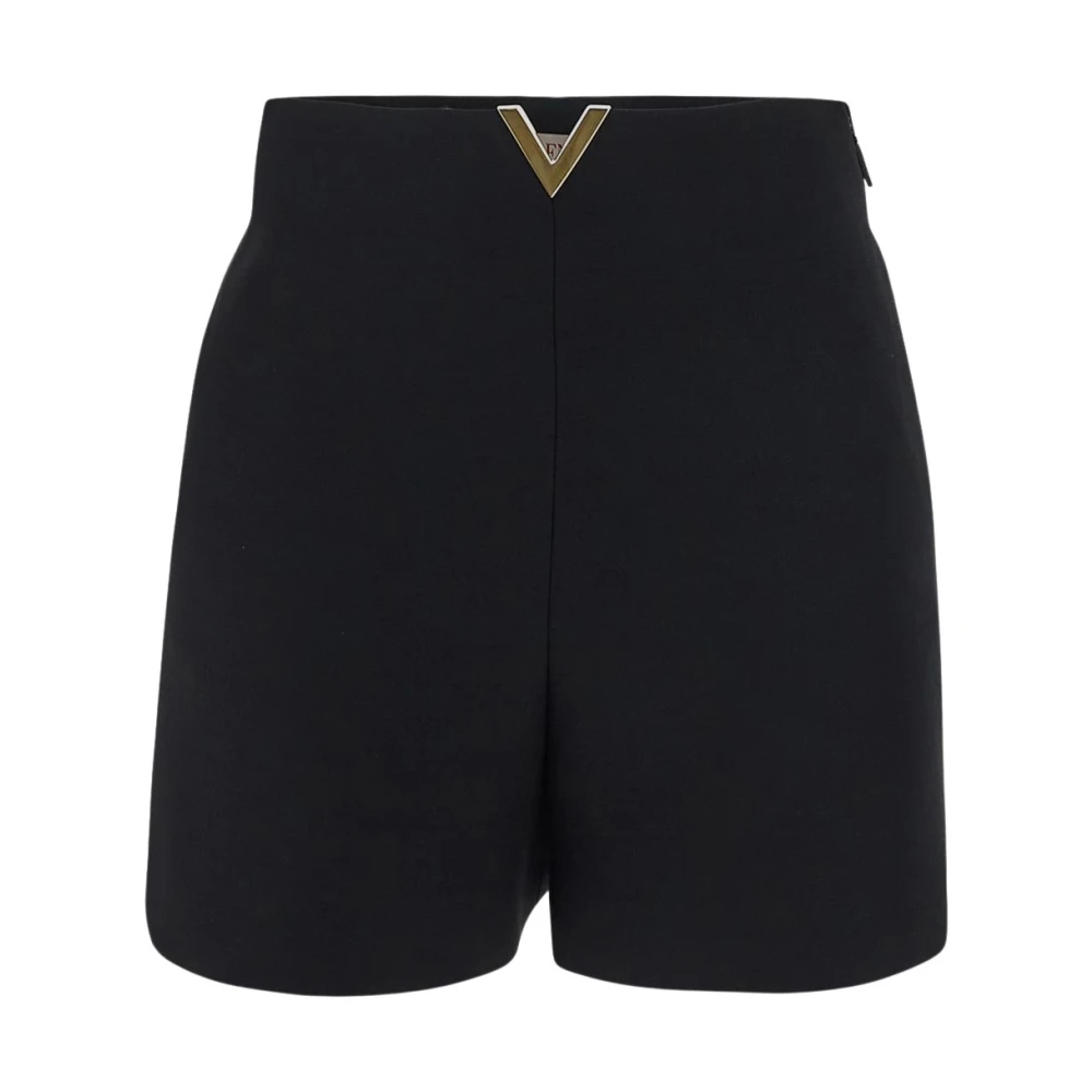 Valentino Wol Kort Logo Stijl Black Dames