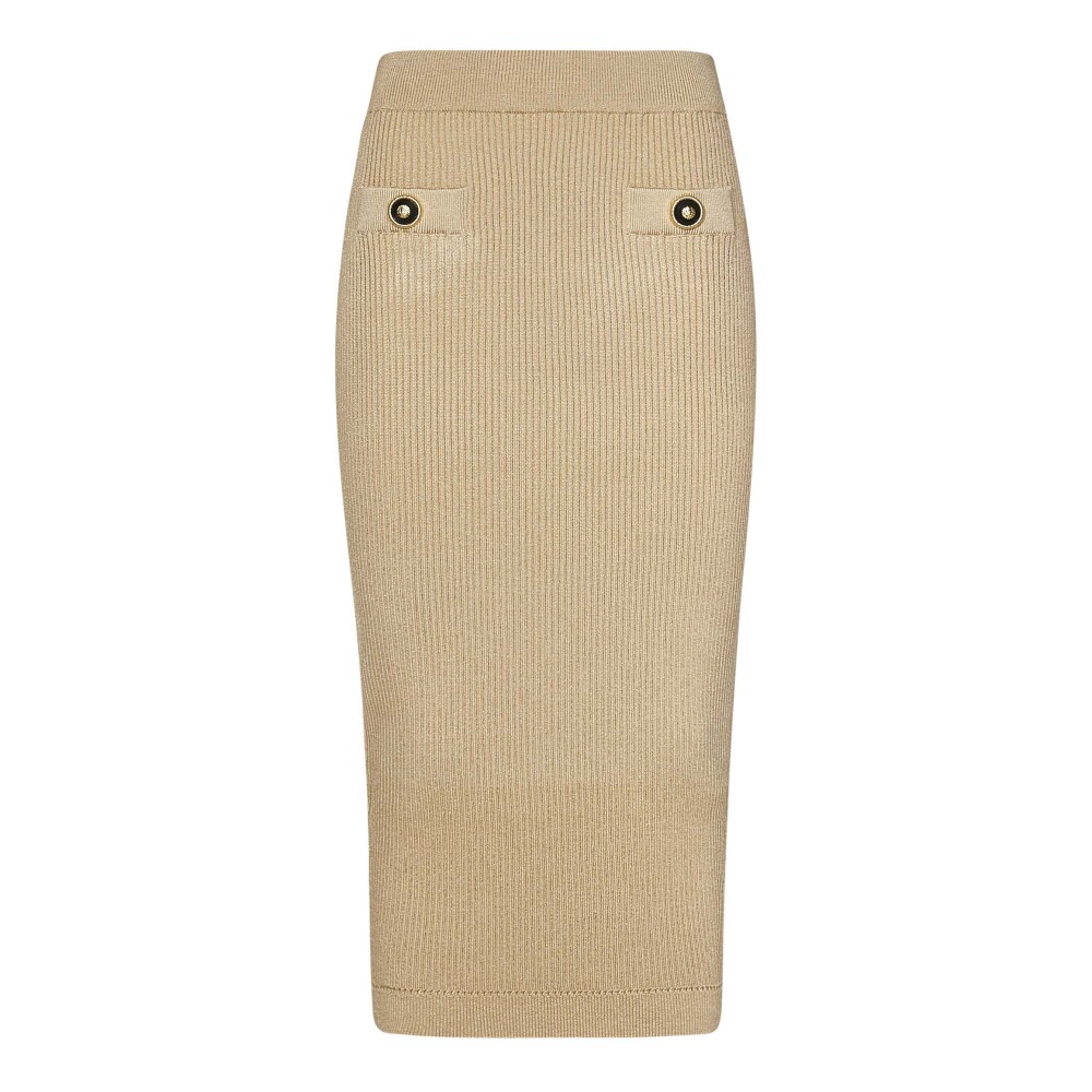 ワンピース BALMAIN Women Mid Skirts DF2R8029 KH69 GFM BEIGE BROWN Balmain - Beige Canvas Asymmetrical Midi Skirt | Mitchell Stores