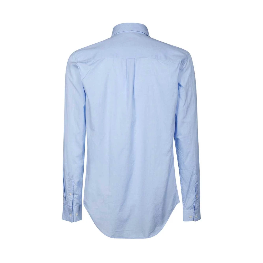 Les Deux Katoenen shirt met afgeronde zoom Blue Heren