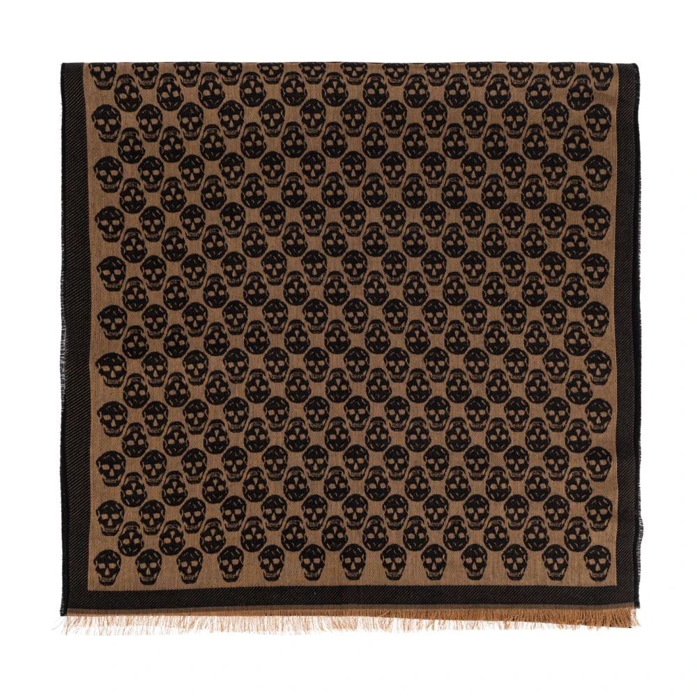 Alexander Mcqueen Men's Brown Scarf With A Distinctive Skull Motif