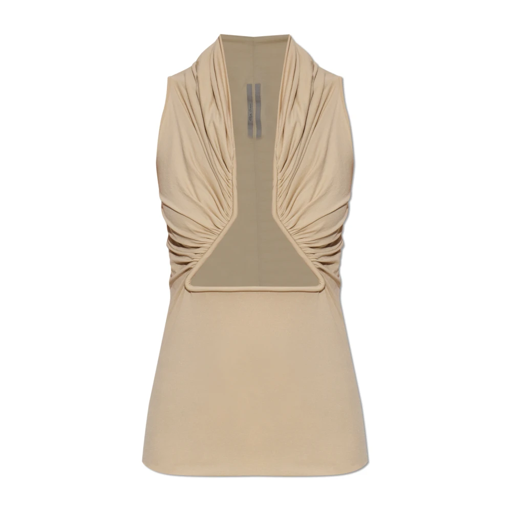 Rick Owens Women's Beige Sleeveless Tops, M, Prong Top