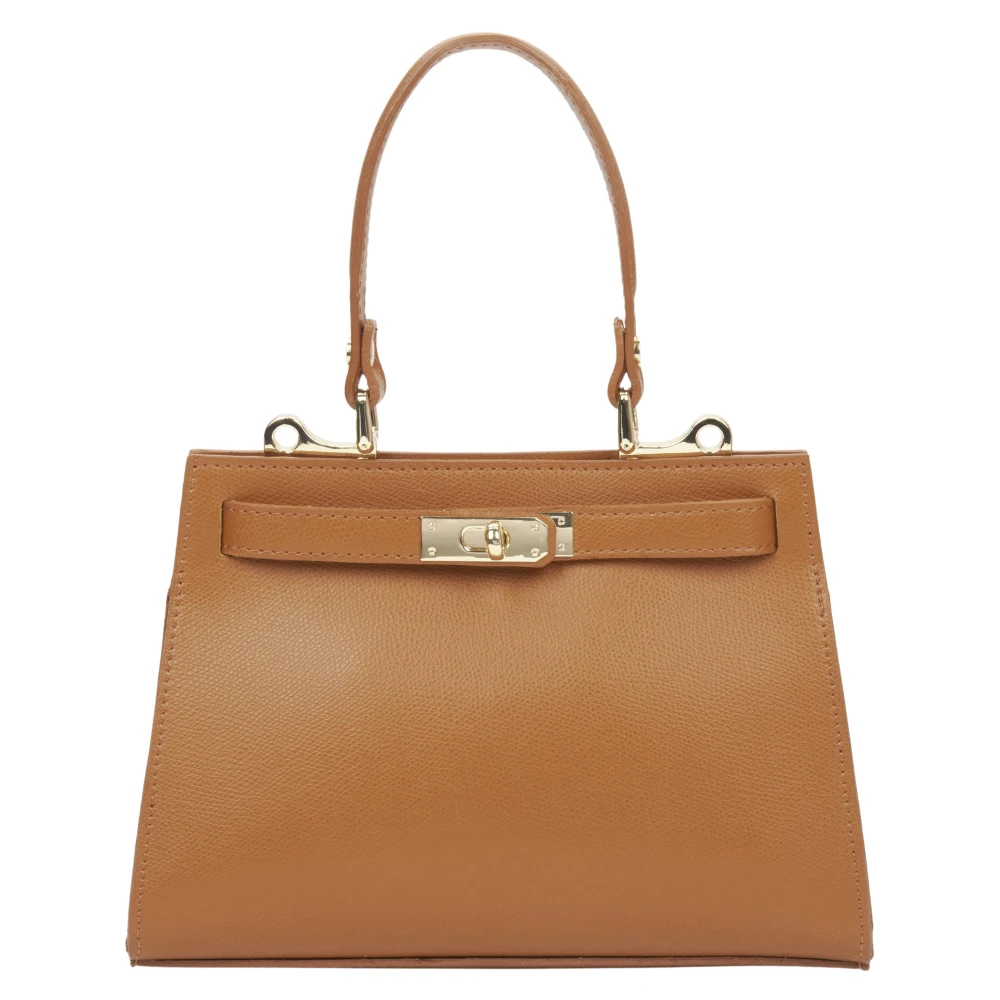 Estro Lichtbruine Satchel Handtas gemaakt van Premium Italiaans Echt Leer Brown Dames