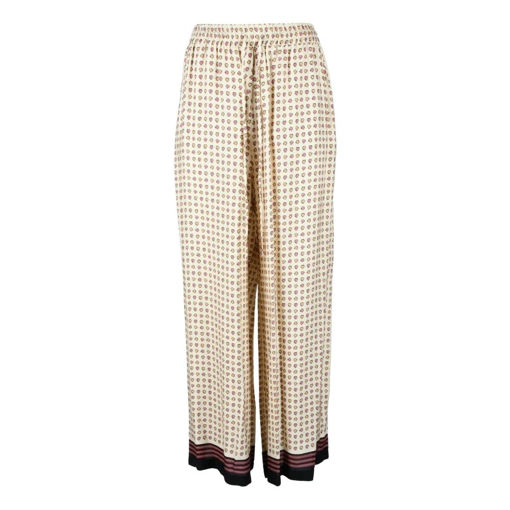 Semicouture Viscose Wijde Pijp Broek Beige Dames