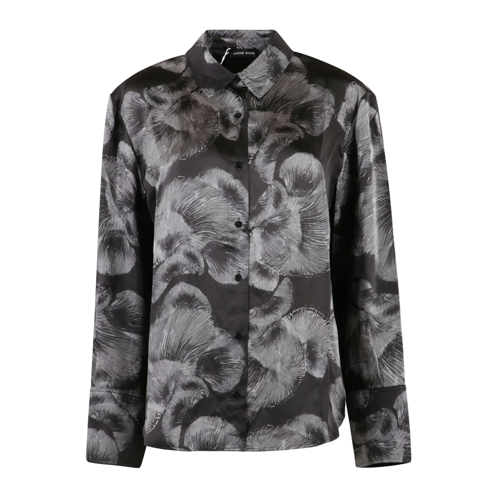 Anine Bing Zwarte Paddenstoelprint Shirt Multicolor Dames