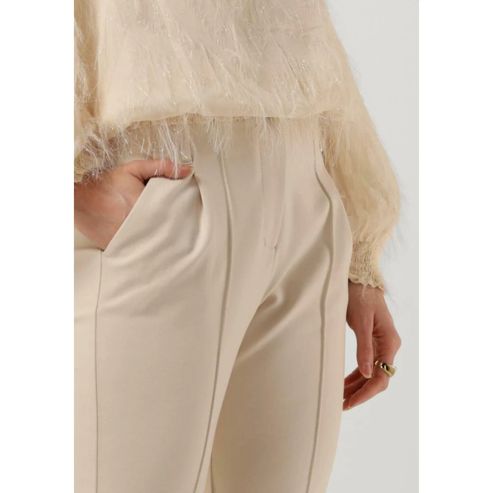 Summum Woman Flared Trousers Punto Milano Beige Dames