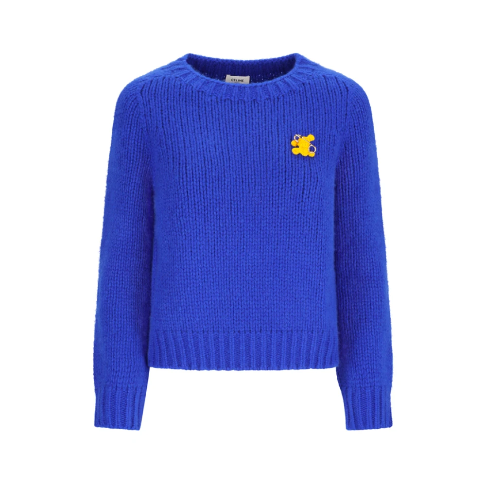 Celine Women's Blue Cashmere Knitwear, Xs, Crewneck Jumper