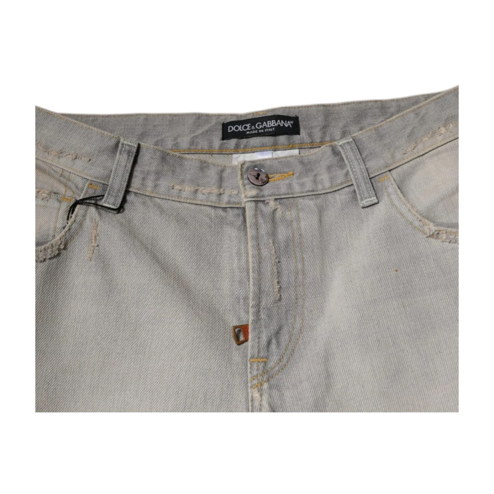 Dolce & Gabbana Grijze Skinny Denim Jeans met Logo Gray Heren