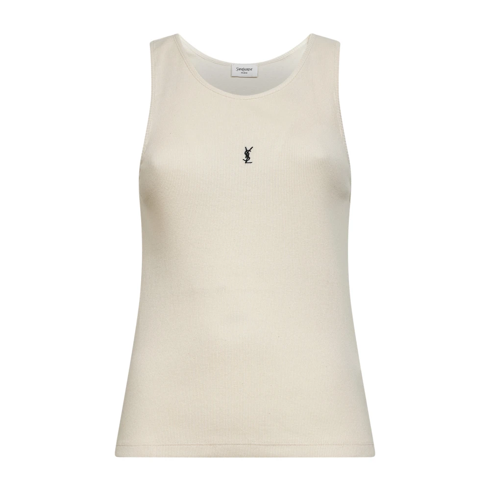 Saint Laurent Women's Beige Cassandre Tank Top