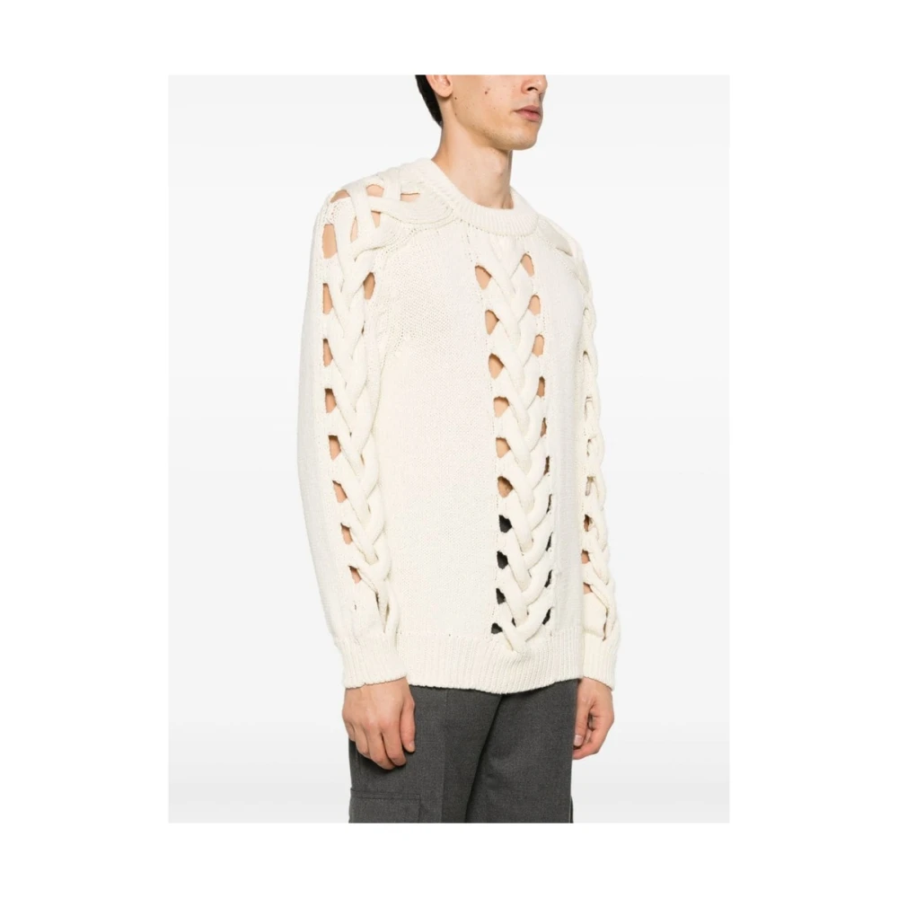 Isabel marant Ecru Gebreide Trui met Uitgesneden Details Beige Heren