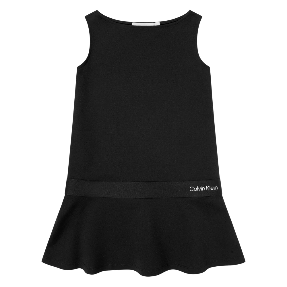 Calvin Klein Logo Tape Punto Dress - Female - Dresses - Black - 14 Y - Kids