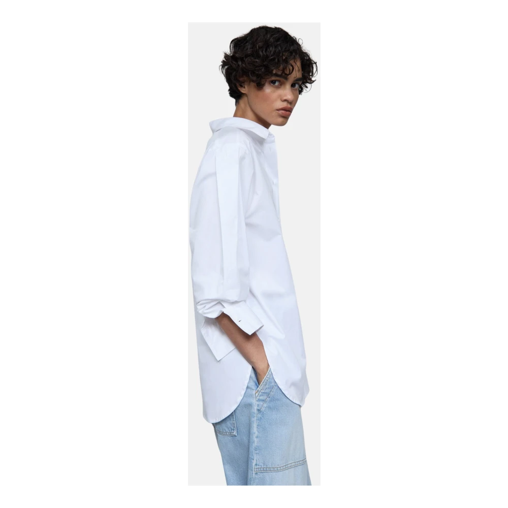 closed Popeline overhemd met mouwvouwdetail White Dames