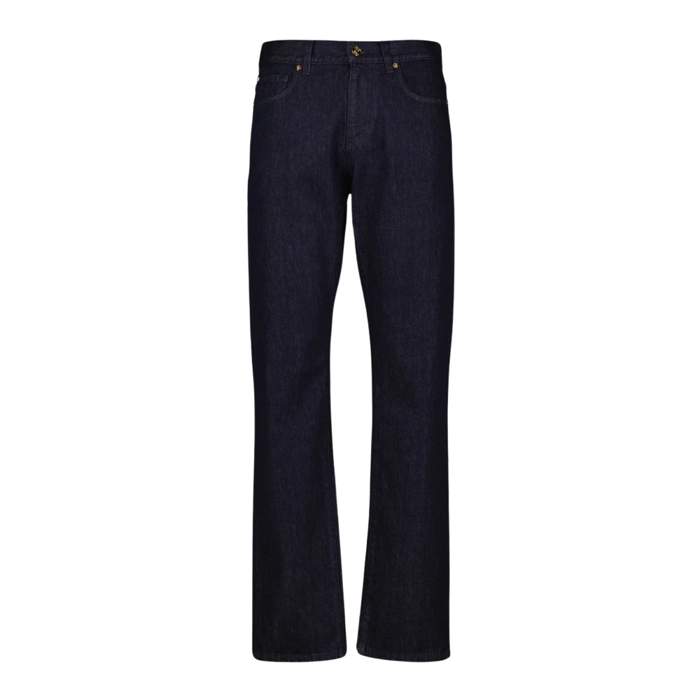 Versace Blauwe Ruwe Denim Jeans Blue Heren