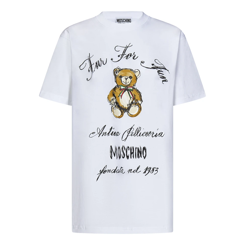 Moschino Witte Teddybeerprint Oversized T-shirt White Dames