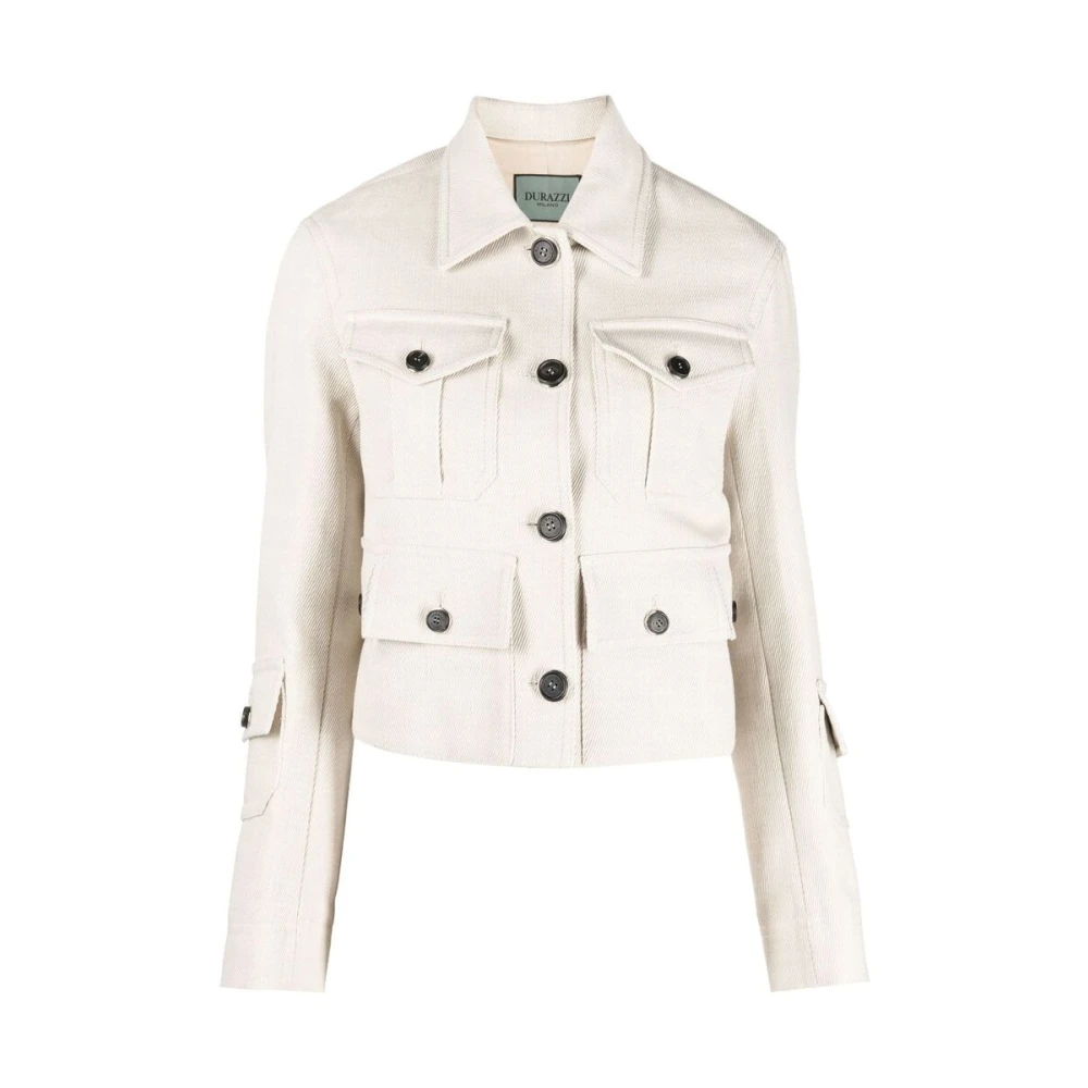 Durazzi Milano Ivory Vit Kort Jacka Beige, Dam