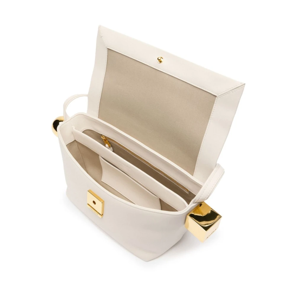 Jacquemus Stijlvolle Ivoor Leren Handtas met Geometrische Charme White Dames