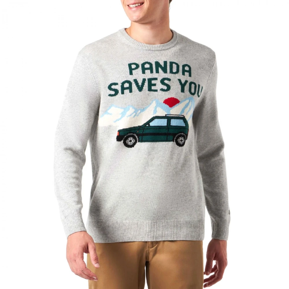 MC2 Saint Barth Heron Sweater met Panda Print Gray Heren
