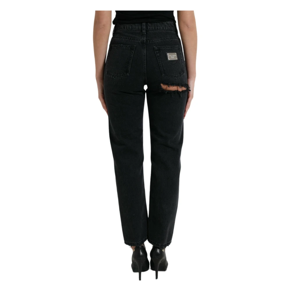 Dolce & Gabbana Elegante Zwarte High-Waisted Stretch Jeans Black Dames