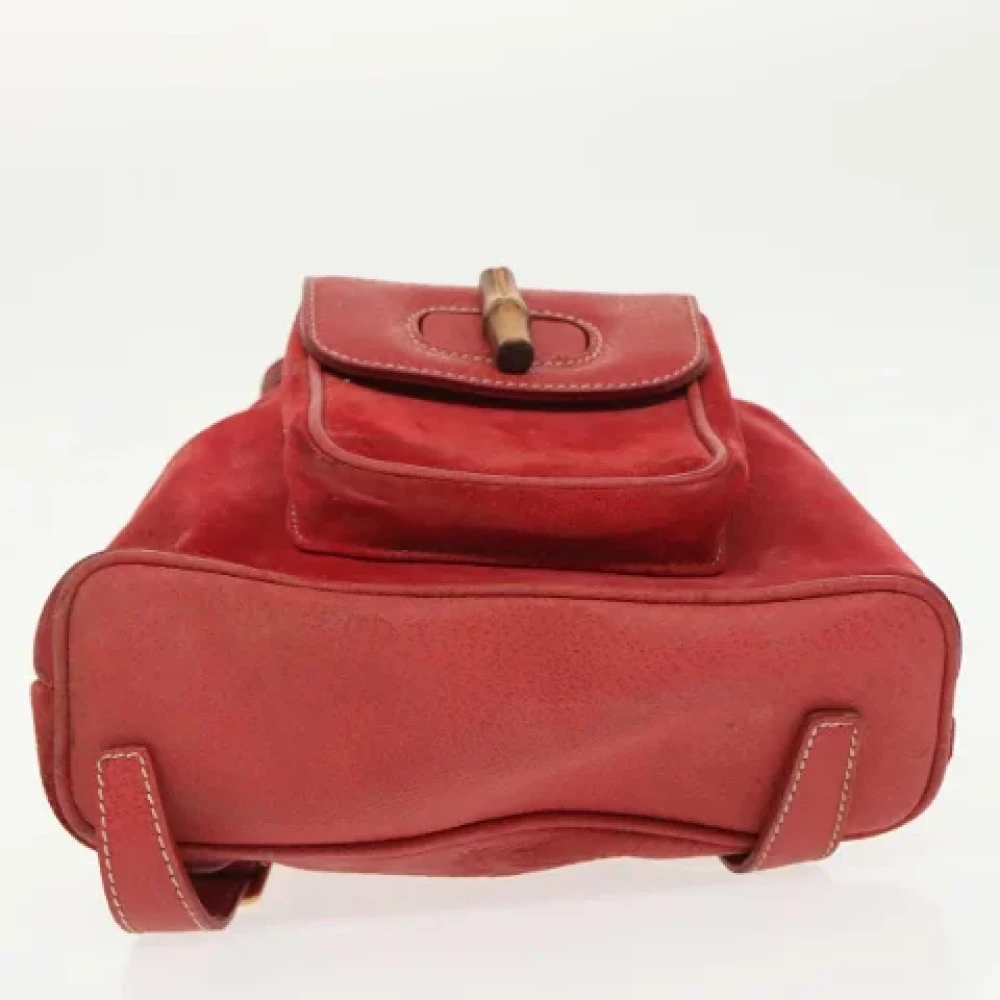Gucci Vintage Pre-owned Suede backpacks Red Dames